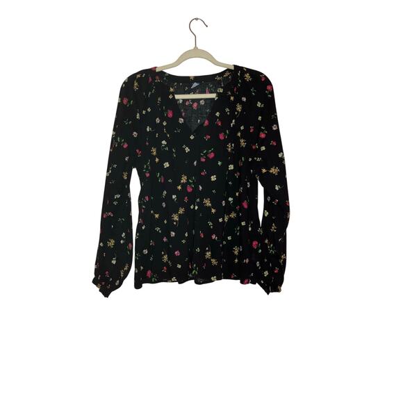 Old Navy black floral blouse size small - Picture 1 of 5